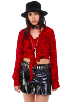 Vintage Y2K Polka Dot Rose Blouse