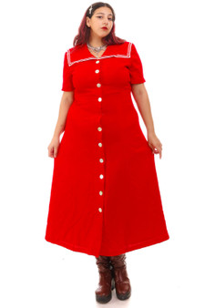 Vintage 90's Red Sailor Maxi Dress
