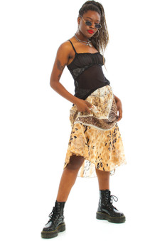 Vintage 90's Cheetah Mix Midi Skirt