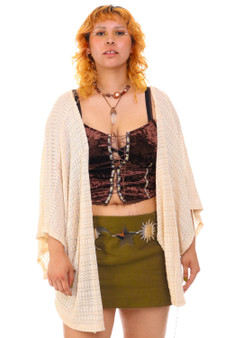 90's Open Knit Cream Cardigan Sweater