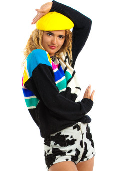 Vintage 80's Geo Rainbow Art Sweater