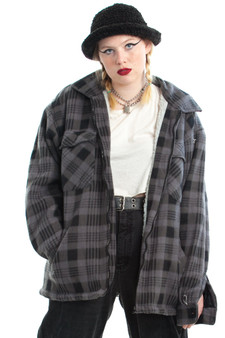 Vintage 90's Plush Plaid Shearling-Lined Jacket