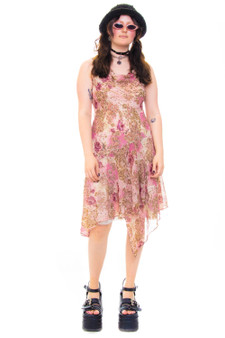 Vintage 90's Romantic Pink Sequin Floral Fairy Dress