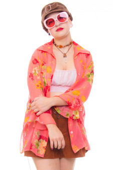 Vintage 90's Pink Floral Sheer Button Up