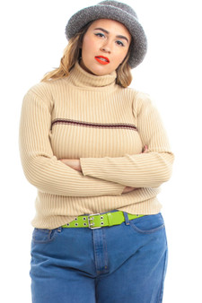Vintage Y2K Oatmeal Cookie Rib Knit Turtleneck