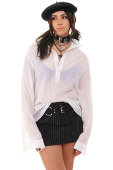 Vintage 90's White Collared Button Up Blouse