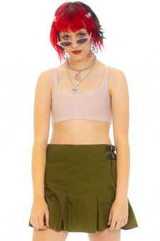 Vintage Y2K Ralph Lauren Olive Pleated Mini Skirt