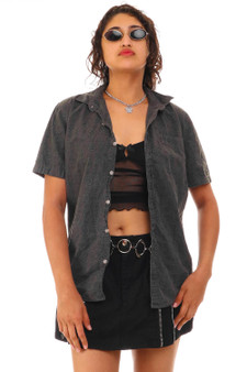 Vintage Y2K Diamond Short Sleeved Button Up Shirt