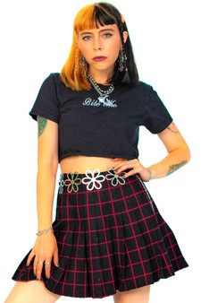 Vintage 80's Pendleton Pink Grid Pleated Mini Skirt