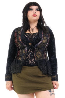 Vintage 90's Witchy Patchwork Velvet Button Long-Sleeve To