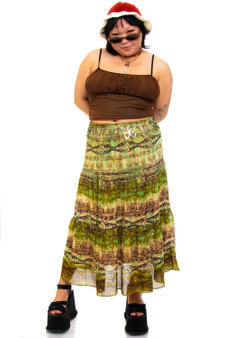 Vintage 90's Shades Of Green Sparkly Pattern Skirt