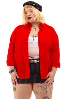 Vintage 90's Red Long Sleeve Button Up Top