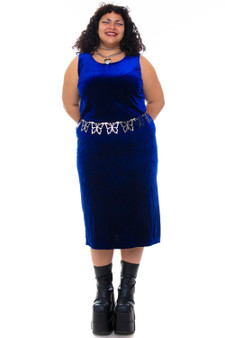 Vintage 90's Midnight Blue Velvet Tank Dress