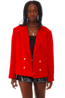 Vintage 90's Red Linen Cropped Blazer Jacket