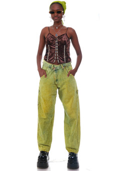 Vintage 90's Acid Green Crossover Carpenter Jeans