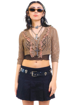 Vintage Y2K Cropped Ruffled Cardigan