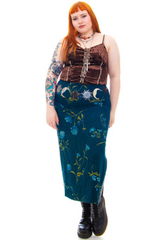 Vintage 90's Van Heusen Moody Blue Floral Maxi Skirt