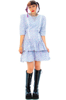 Vintage 80's Robin Gayle Floral Ruffle Mini Dress