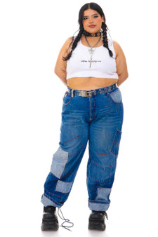 Vintage 90's Tuff Standard Embroidered Patchwork Jeans