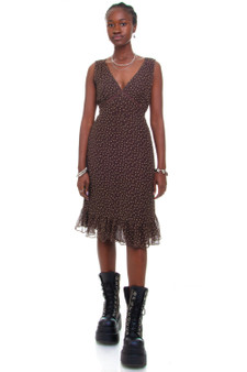 Vintage Y2K Brown Polka Dot Tank Dress