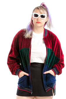 Vintage 90's Tri-Stripe Velour Zip Up