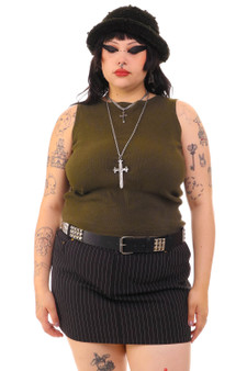 Vintage 90's Army Green Ribbed Tank Top