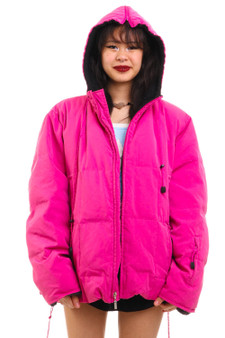 Vintage Y2K Bubblegum Pink Hooded Puffer Jacket