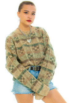 Vintage 80's Oatmeal Basket Knit Sweater