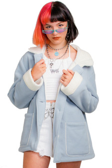 Vintage Y2K Baby Blue Fleece Cozy Coat