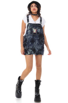 Not-Quite-Vintage Tie-dye Distressed Overalls