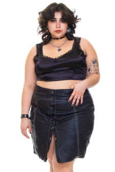 Vintage 90's Black Faux Leather Mini Skirt