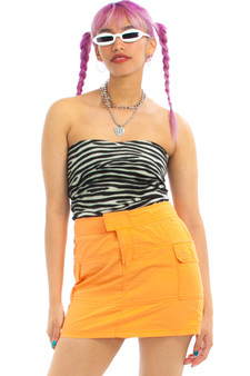 Vintage Y2K Tommy Hilfiger Neon Orange Cyber Mini Skirt