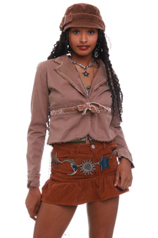 Vintage Y2K Velvet Ribbon Crop Blazer Jacket