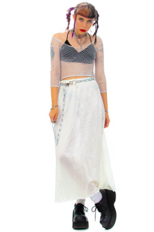 Vintage 80's Sheer White Maxi Slip Skirt