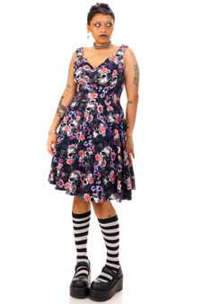 Vintage Y2K Hell Bunny Skull & Roses Dress