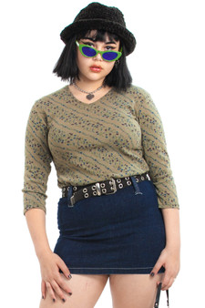 Vintage 90's Olive Floral Long-Sleever