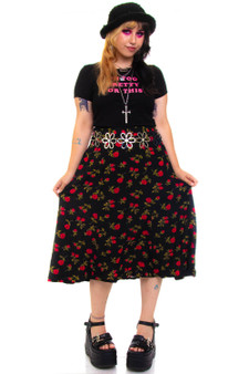 Vintage 90's Falling Roses Maxi Skirt