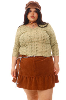 Vintage 90's Micro Floral Stretchy Long Sleeve Top