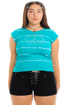 Vintage Y2K Peace BB Tie-Dye Lettuce Edge Baby Tee