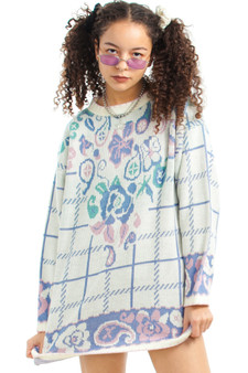 Vintage 80's Slow Weave Floral Sweater