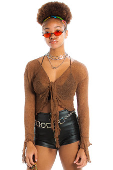 Vintage 90's Retro Brownie Tie-Front Top