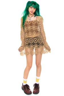 Vintage Y2K Flower Crochet Knit Sweater