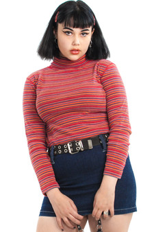 Vintage 90's Rainbow Stripe Turtleneck
