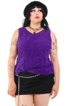 Vintage 90's Purple Flocked Velvet Glitter Tank Top