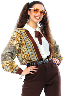 Vintage 80's Blanche Cheetah Mix Blouse