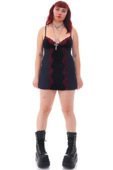 Vintage Y2K Velvet Lace Mini Slip Dress