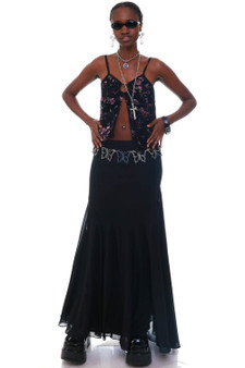 Vintage 90's Chiffon Layered Maxi Skirt