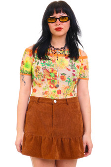 Vintage Y2K Floral Cutout Mesh Top
