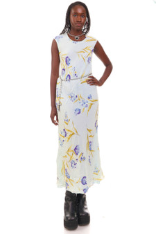 Vintage 90's Blue Silk Floral Maxi Dress