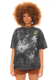 Vintage Y2K Wolf Pack Tie-Dye T-Shirt